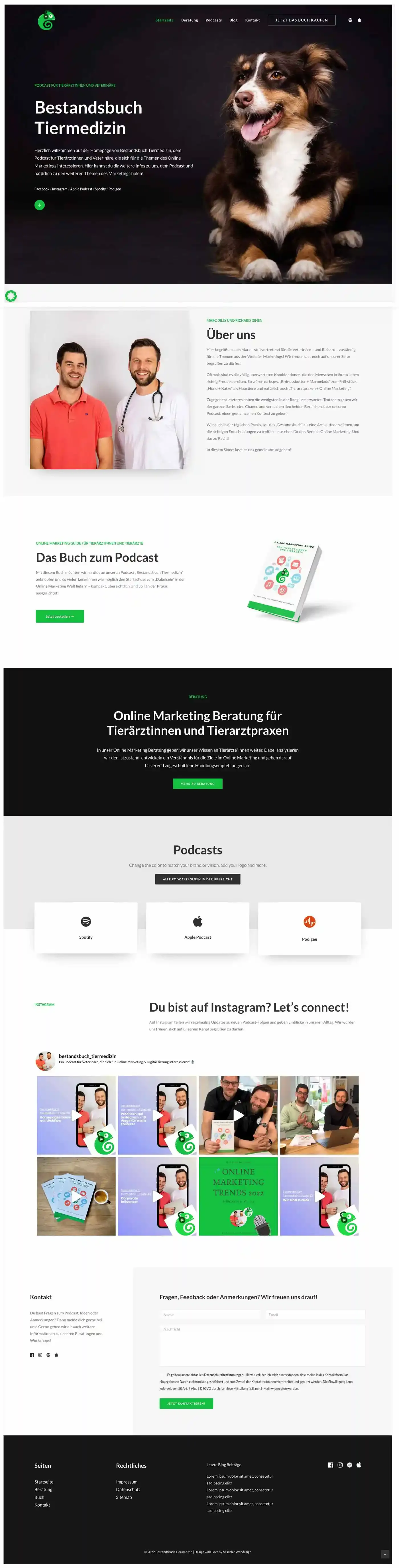 Mischler Webdesign Mannheim Designagentur Portfolio Custom Webdesign Bestandsbuch Tiermedizin Website