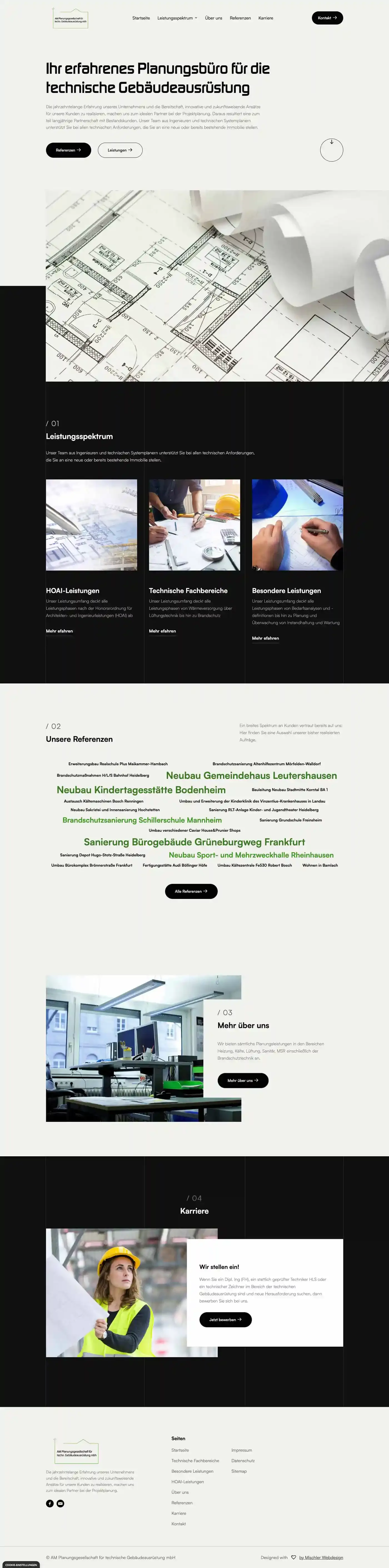 Mischler Webdesign Mannheim Designagentur Portfolio Custom Webdesign AM Planungsgesellschaft für technische Gebäudeausrüstung mbH Website