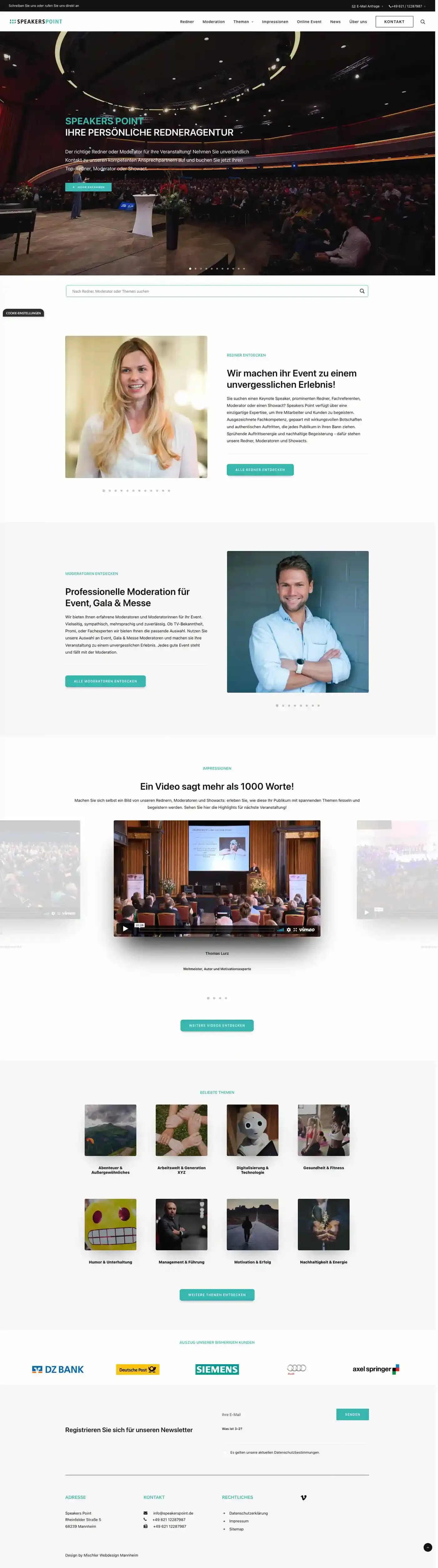 Mischler Webdesign Mannheim Designagentur Portfolio Custom Webdesign Speakers Point Website