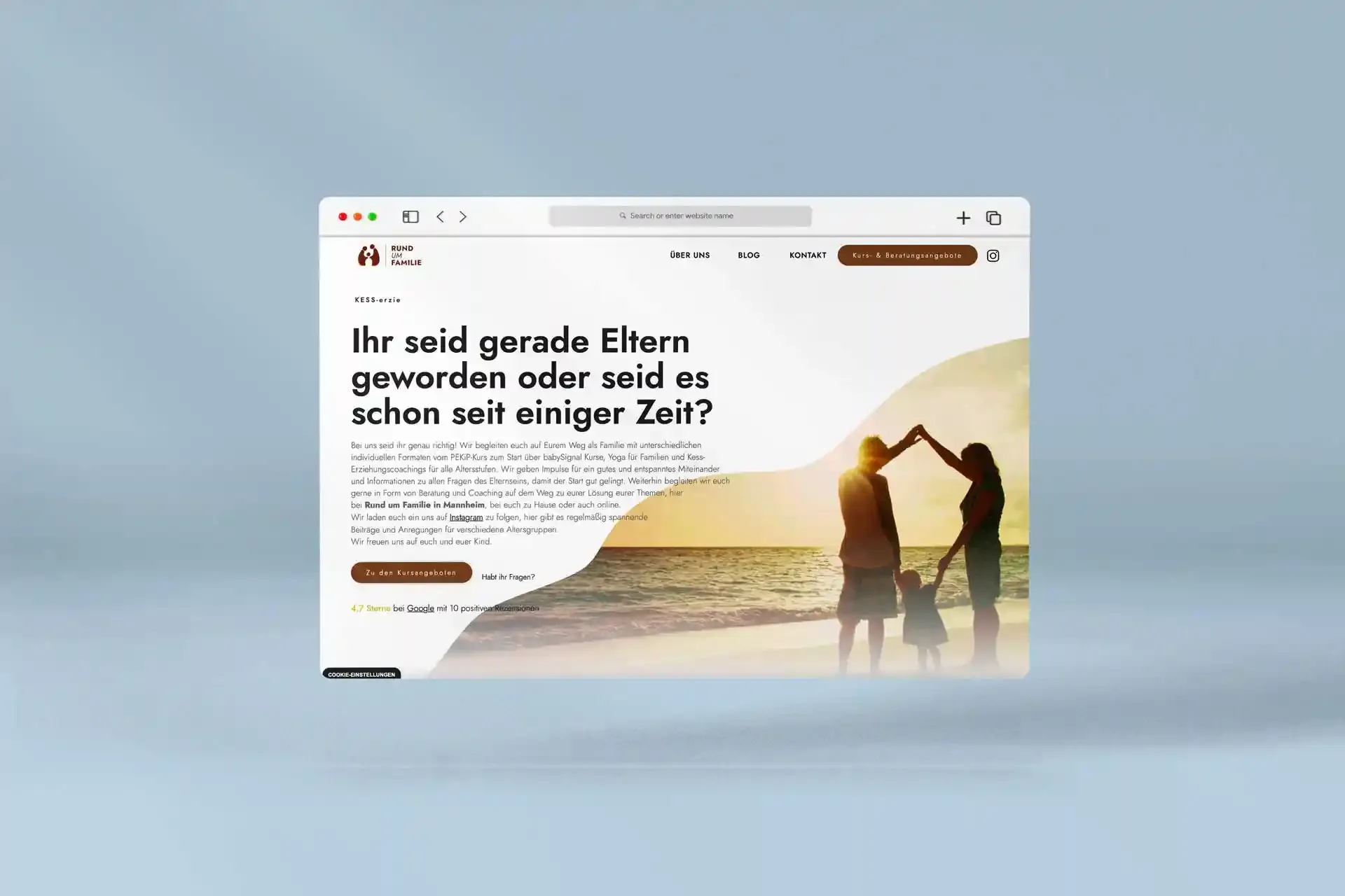 Mischler Webdesign Mannheim Designagentur Portfolio Custom Webdesign Rund um Familie Website Mockup