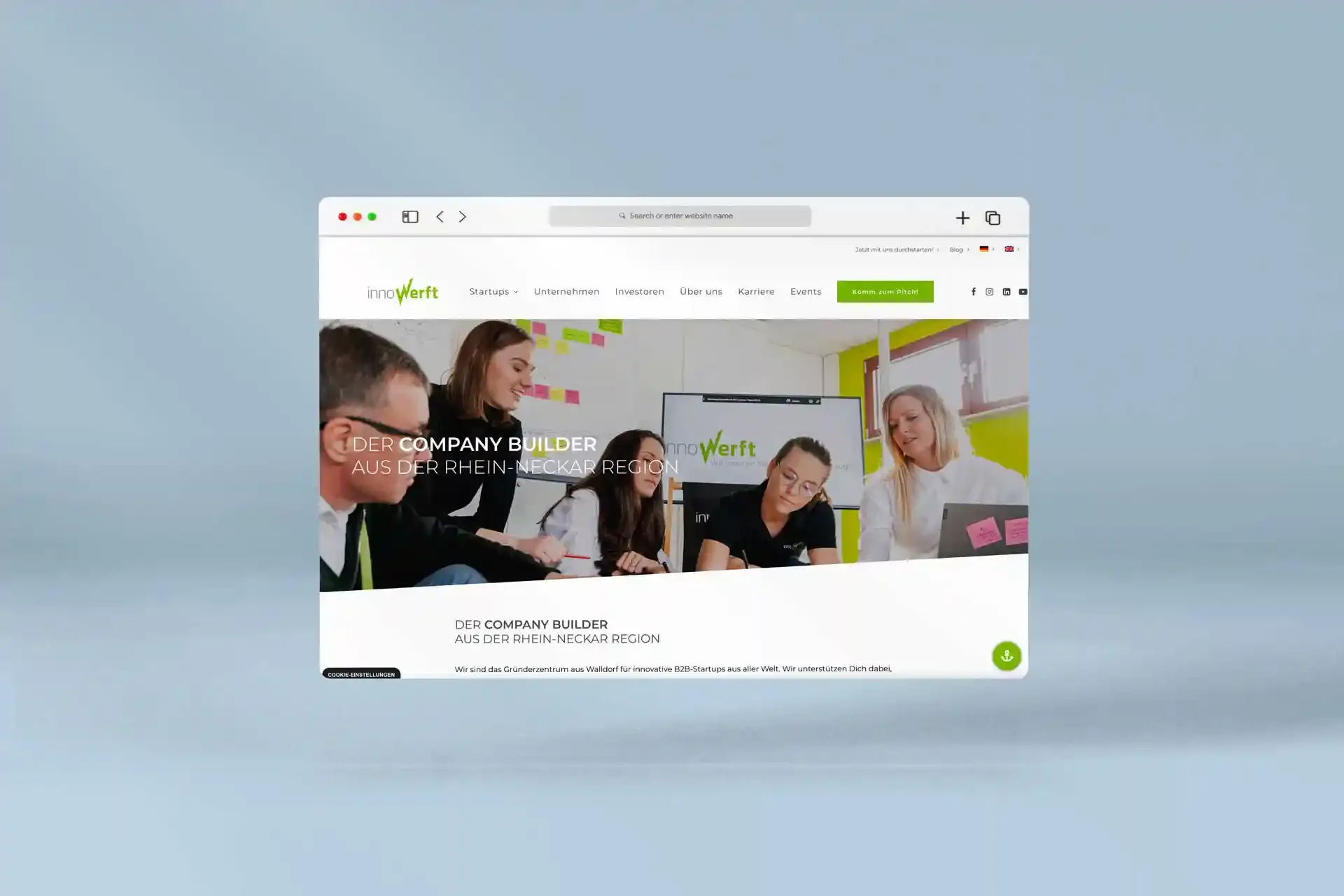 Mischler Webdesign Mannheim Designagentur Portfolio Custom Webdesign innoWerft Website Mockup