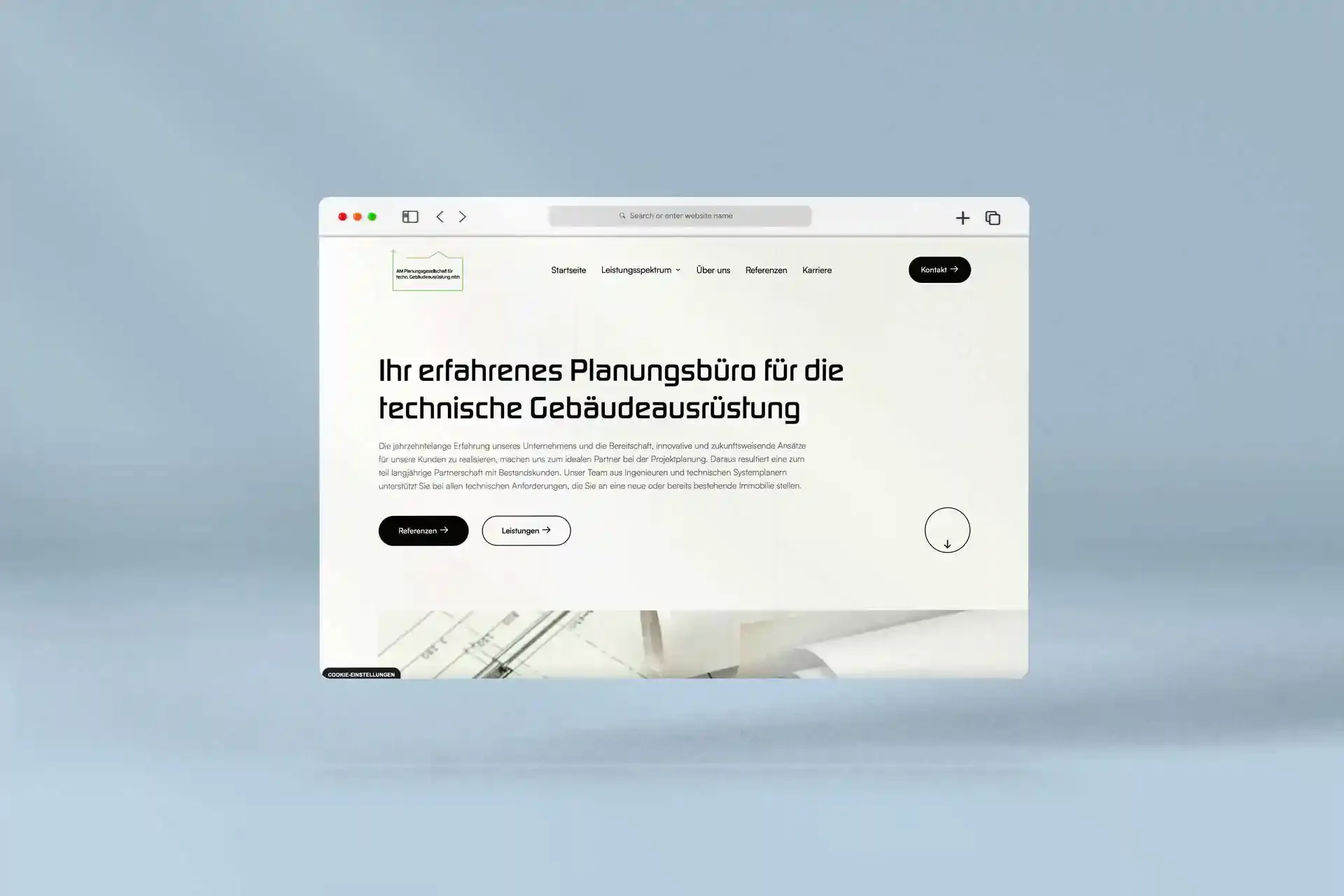 Mischler Webdesign Mannheim Designagentur Portfolio Custom Webdesign AM Planungsgesellschaft für technische Gebäudeausrüstung mbH Website Mockup