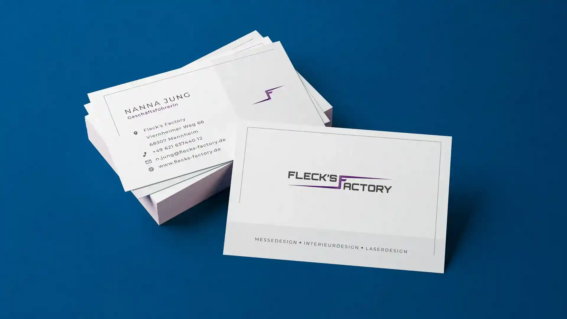 Grafikdesign Visitenkarte für den Kunden Flecks Factory
