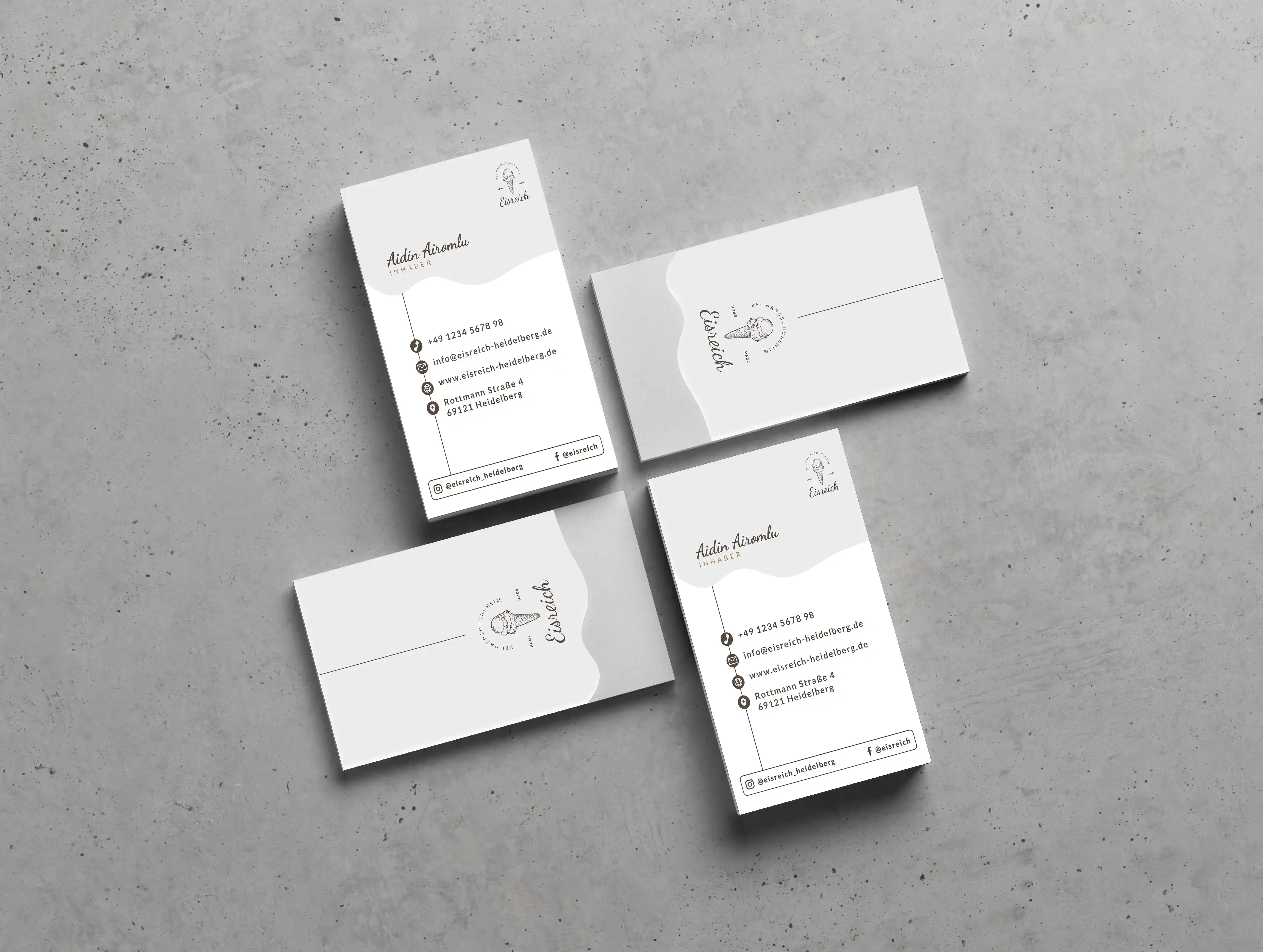 Grafikdesign Visitenkarte für den Kunden Eisreich Heidelberg
